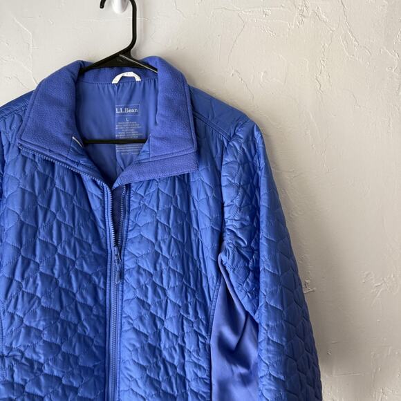 LL Bean Jacket Womens Large Blue Quilted Performance Fleece Lined Lightweight - Picture 2 of 8